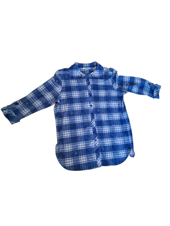 Peter Nygard Blue & White Plaid Button-Down Shirt 4354 - Picture 2 of 7